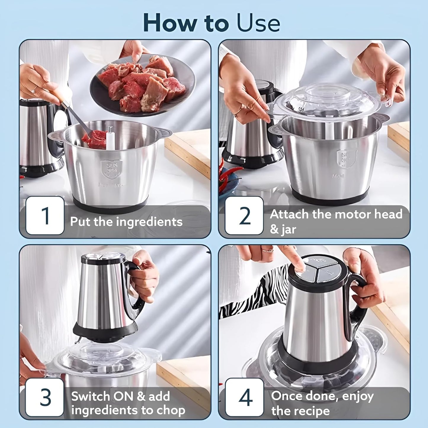 2L Electric Food Chopper 500W