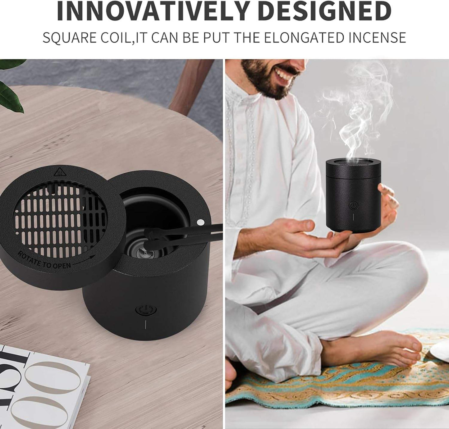 Rotating Flip Lid Electric Incense Burner