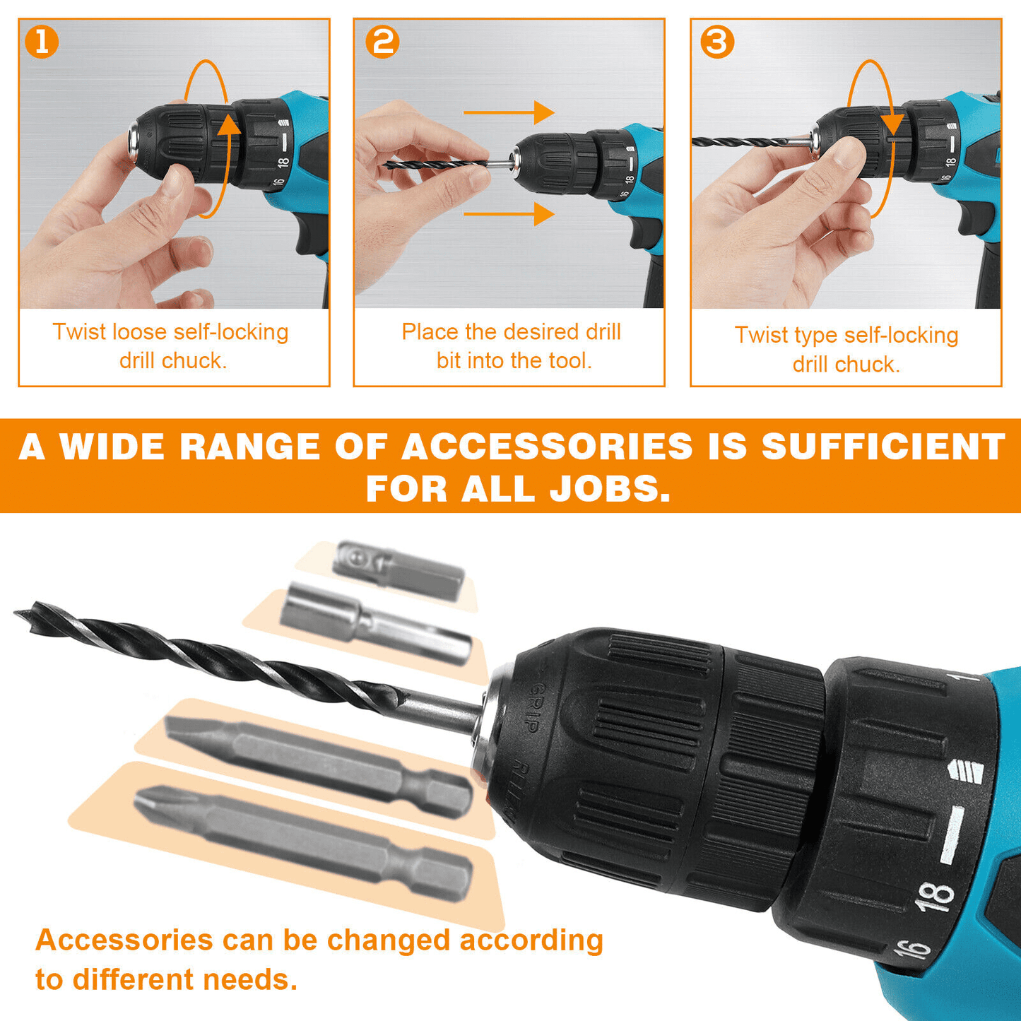 Cordless Electric Drill Kit Set