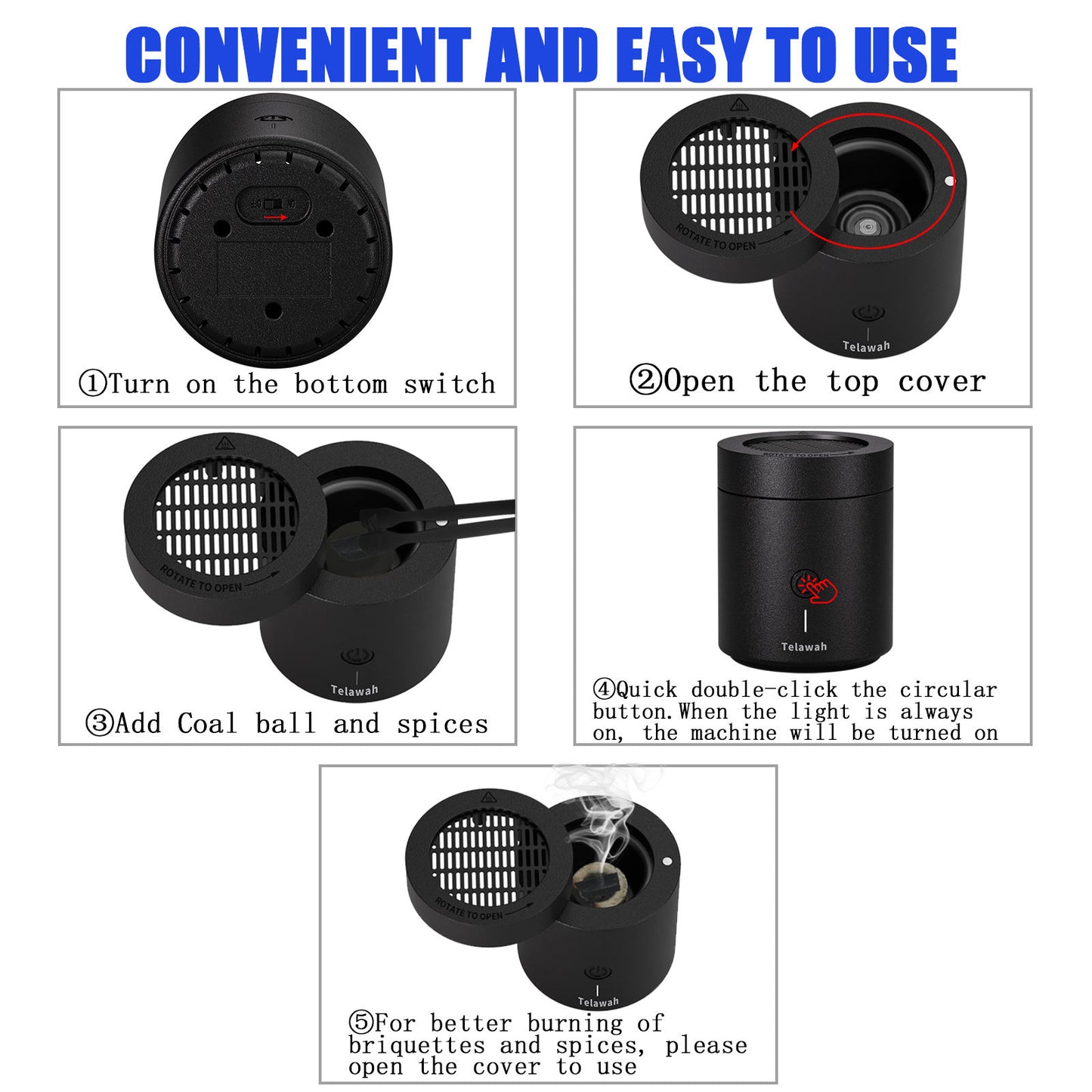 Rotating Flip Lid Electric Incense Burner