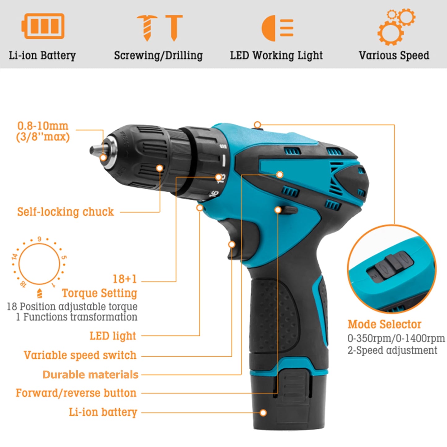 Cordless Electric Drill Kit Set