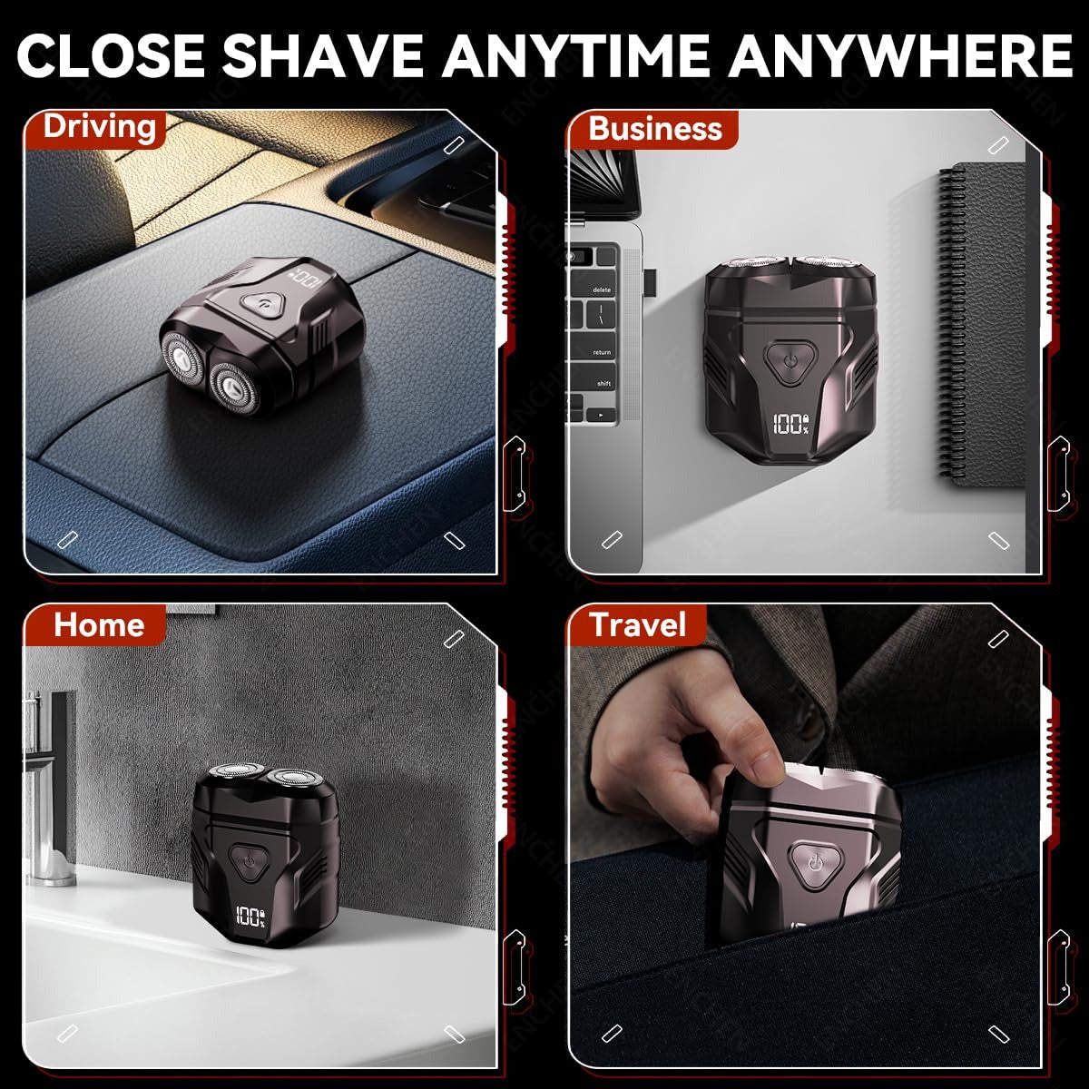 Novashave® - Portable Rotary Dual Ring Electric Shaver