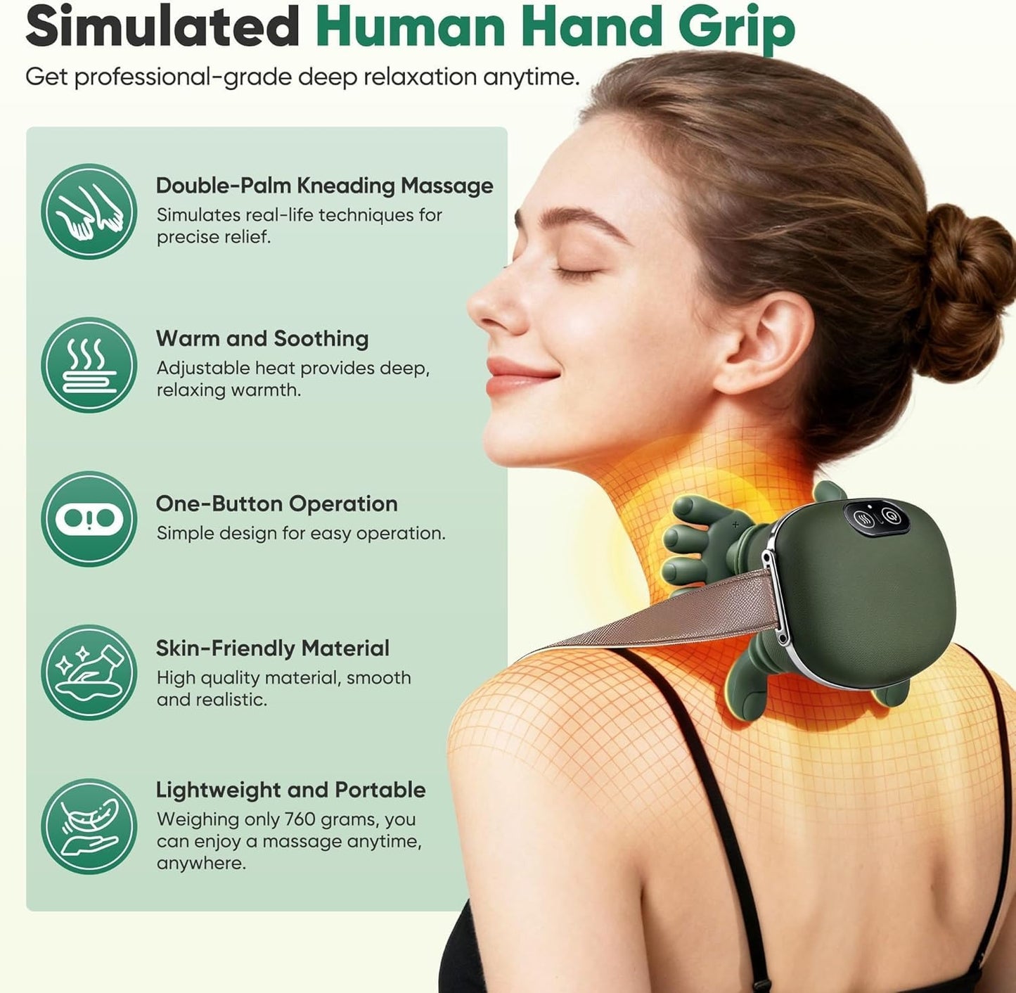 NeuroEase® - Ergonomic Shiatsu Neck & Shoulder Massager with Heat