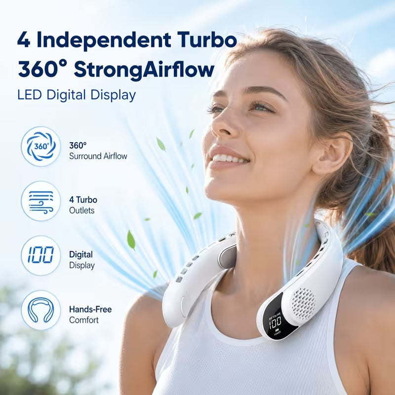 BreezeBand® – Portable Neck Fan for Refreshing 360° Airflow