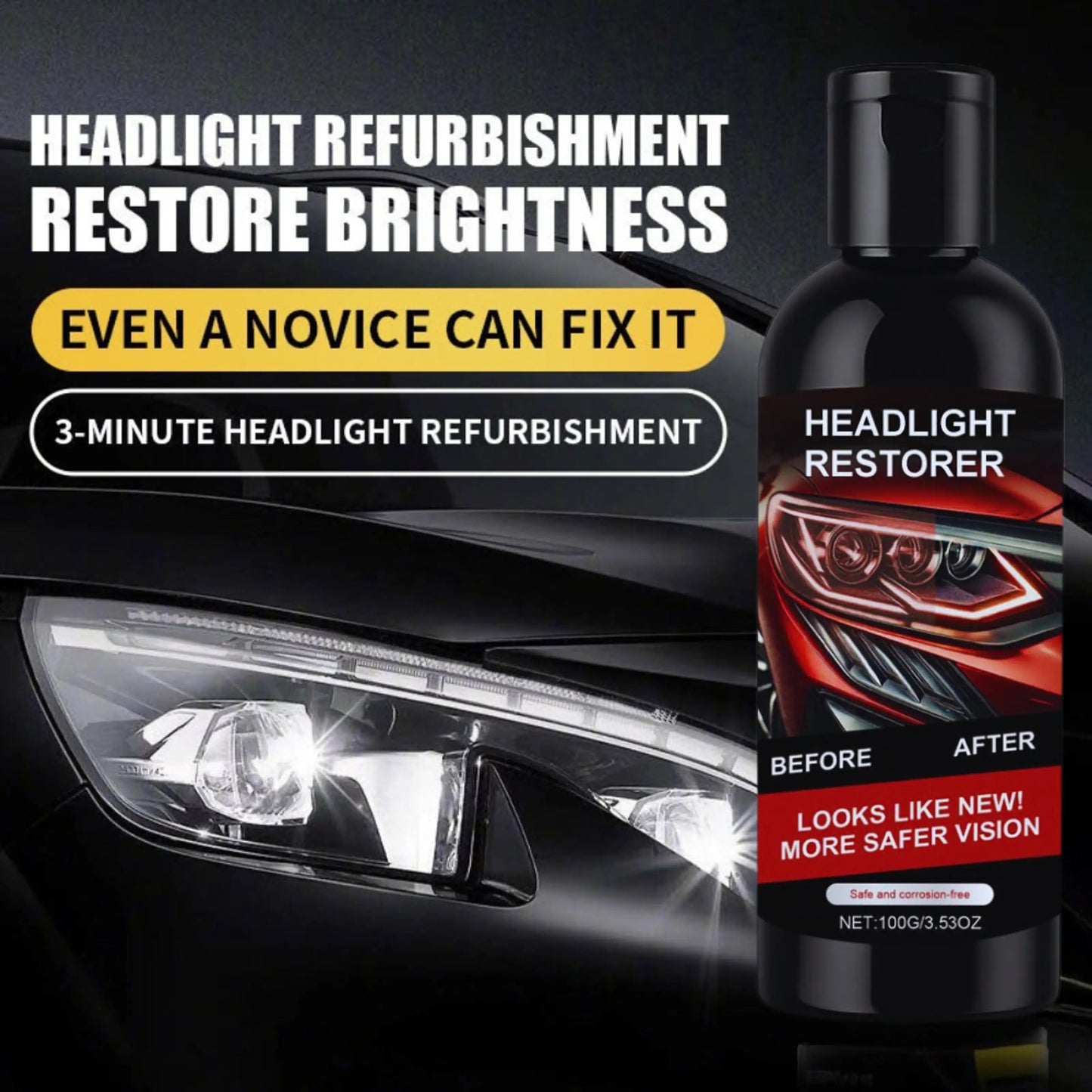 ClearBeam Pro® - Car Headlight Repair Fluid, Scratch Remover