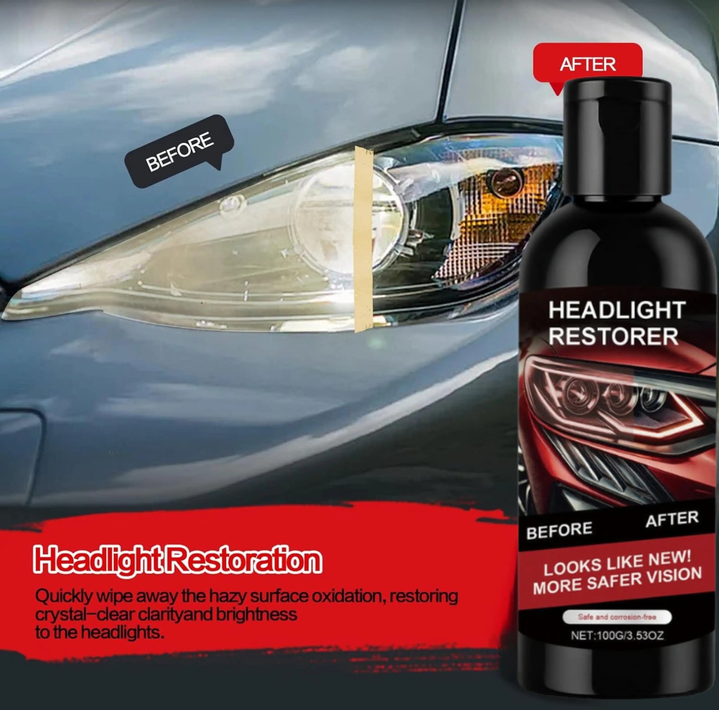 ClearBeam Pro® - Car Headlight Repair Fluid, Scratch Remover